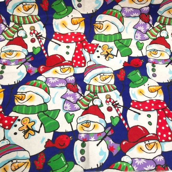 Snowmen Friends Christmas Cotton Fabric Remnants Hancock Fabrics Sewing Crafting - Picture 1 of 12